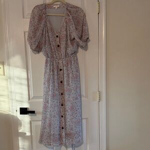 LC Lauren Conrad Pink Floral Midi Dress